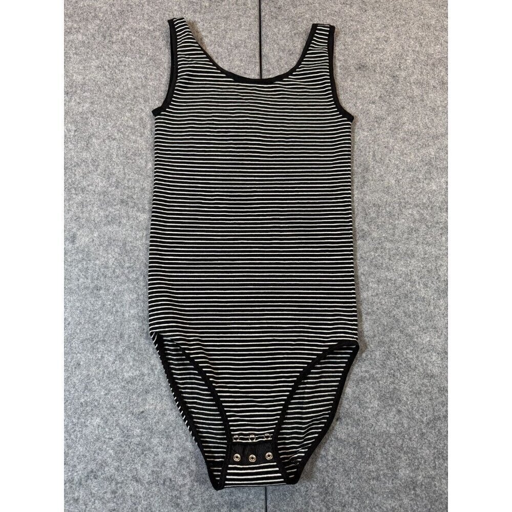 Yummie Ruby Shaping Bodysuit Women's M/L Black White Striped Cotton Seamless